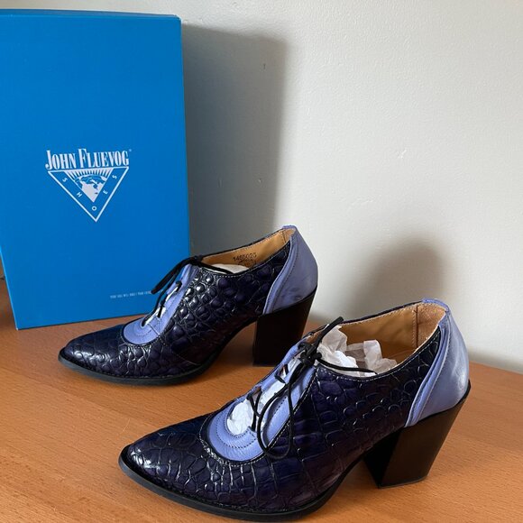 Fluevog Entrance Buckle Mary Jane "Room 112" - blue/purple alligator - size 10 - Picture 3 of 5